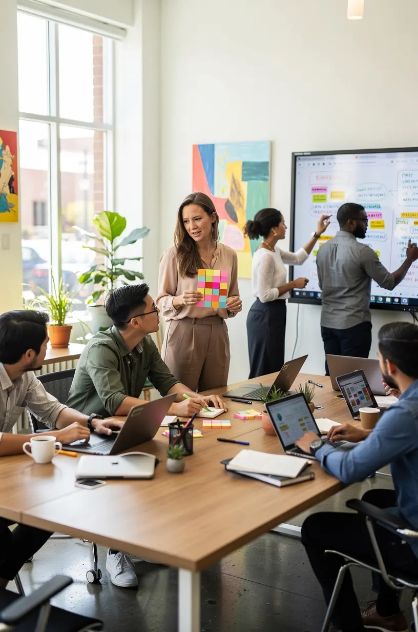 Team collaborating on continuous improvement strategies.